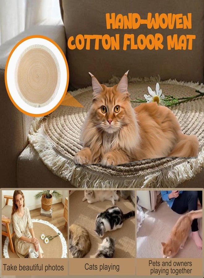 Xanadued Cotton Rope Area Rug for Cats, Cat Scratch Rug, Washable Boho Braided Circle Rug, Soft and Stylish Home Accen for Cat Lovers - Image 4